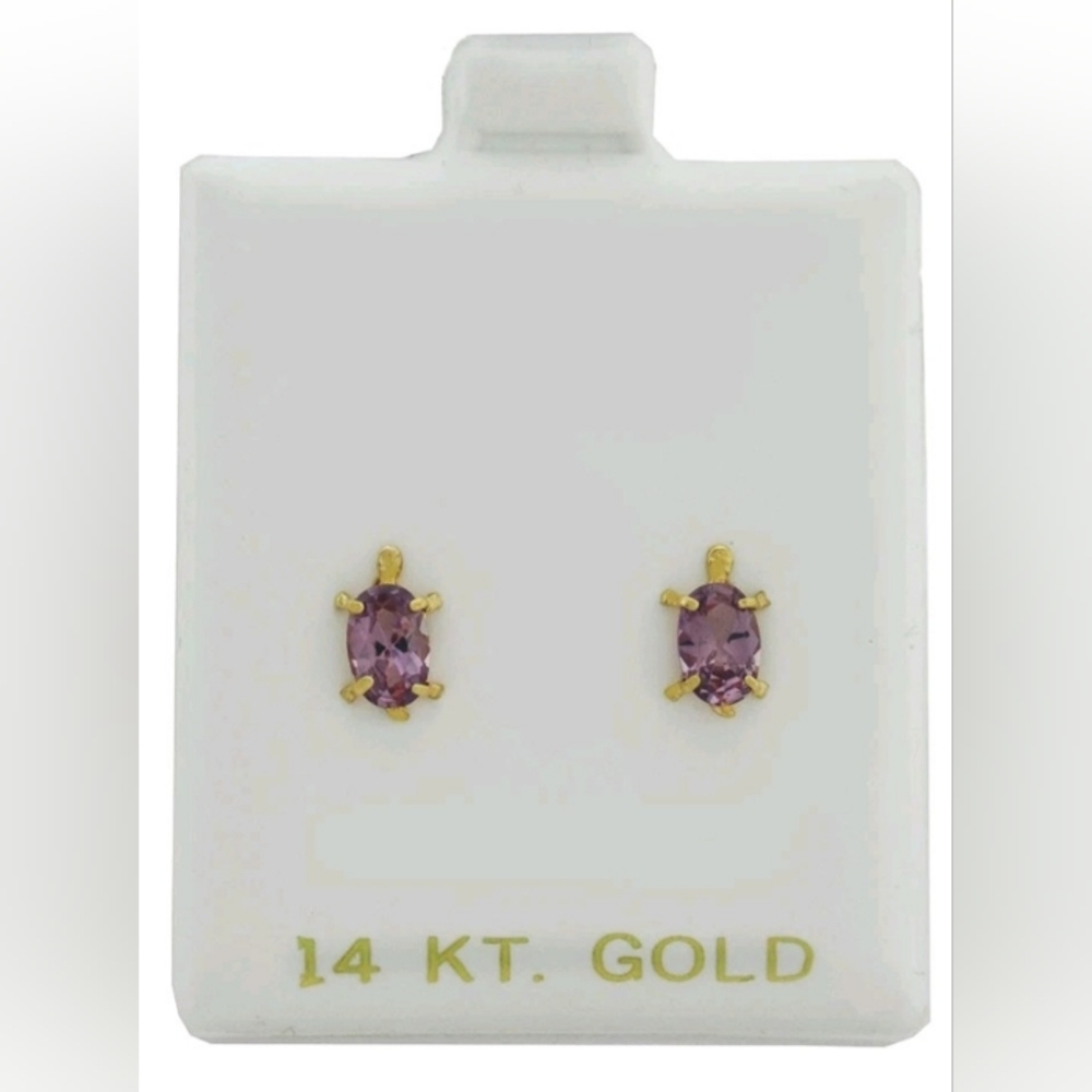 SALE! New 14kt Solid Gold Amethyst Turtle Screwback Earrings